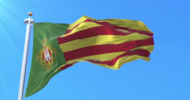 Bandeira Cidade Espanhola Castellon Valência Espanha Loop — Vídeo de Stock