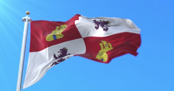 Bandeira Comunidade Autónoma Espanhola Castela Leão Espanha Loop — Vídeo de Stock
