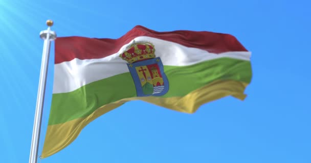 Vlag Van Spaanse Autonome Gemeenschap Rioja Spanje Loop — Stockvideo