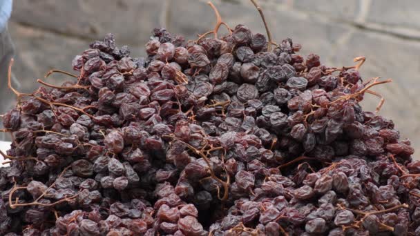 Montaña Uvas Pasas Moscatel Mercado Tradicional Aire Libre — Vídeos de Stock