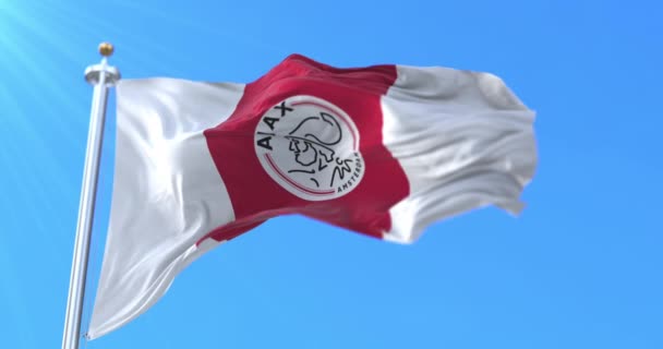 Bandera Football Club Ajax Amsterdam Holanda Ondeando Bucle — Vídeo de stock