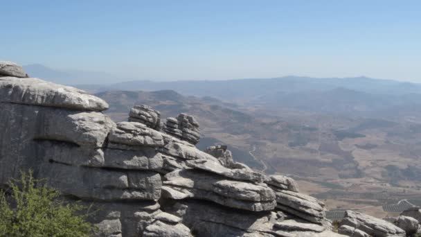 Panorámás Kilátás Nyílik Hegyekre Mező Torcal Antequera Spanyolország — Stock videók