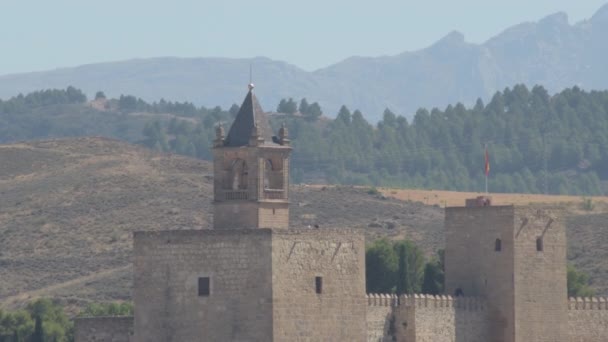 Pocta Věži Alcazaba Hradu Antequera Slunečný Den — Stock video