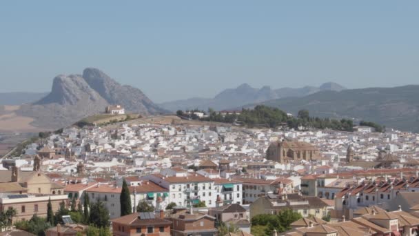 Panoramic View Andalusian Town Antequera Sunny Day — ストック動画