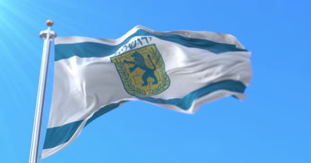 Флаг Иерусалима Израиле Петля — стоковое видео
