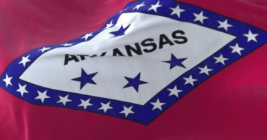 Arkansas bayrağı, Birleşik Devletler bölgesi, rüzgarda sallanıyor - döngü