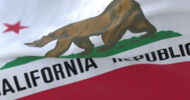 Bandera Del Estado California Región Los Estados Unidos Ondeando Bucle — Vídeo de stock
