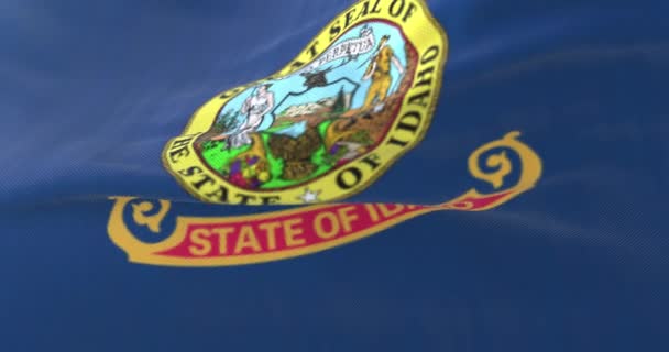 Bandiera Dello Stato Dell Idaho Sventola Vento Regione Degli Stati — Video Stock