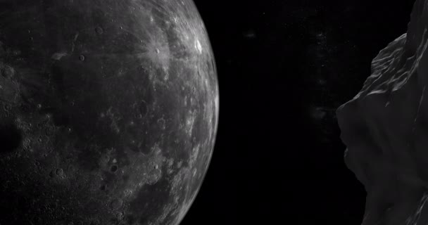 Asteróide Orbitando Torno Lua — Vídeo de Stock