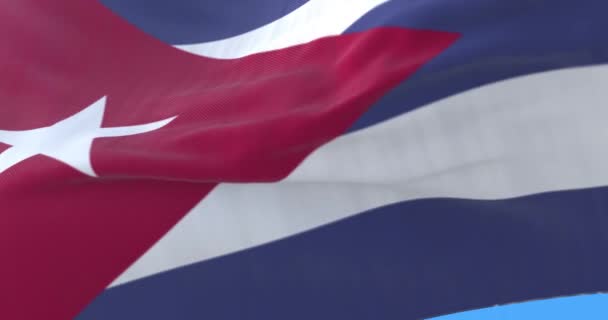 古巴国旗缓缓地 循环往复地随风飘扬 — 图库视频影像