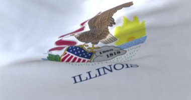 Amerika 'nın Illinois eyaletinin bayrağı, Amerika Birleşik Devletleri bölgesi, rüzgarda sallanıyor. Döngü