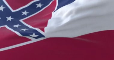 Amerika 'nın Mississippi eyaleti bayrağı, Amerika Birleşik Devletleri bölgesi, rüzgarda sallanıyor. Döngü
