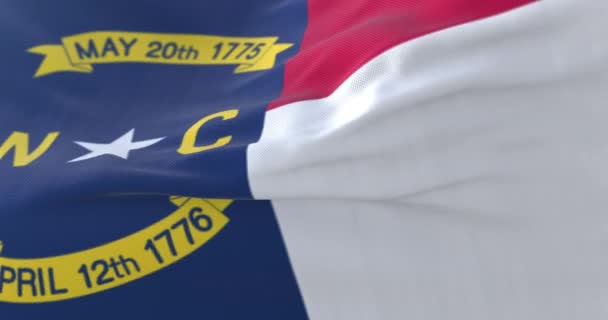 Flagge Des Amerikanischen Bundesstaates North Carolina Region Der Vereinigten Staaten — Stockvideo