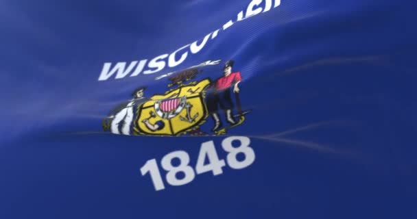 Flaga Stanu Wisconsin Stany Zjednoczone Ameryki Pętla — Wideo stockowe
