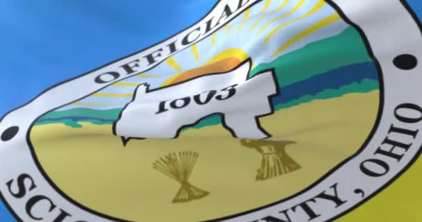 Σημαία Κομητείας Scioto Πολιτεία Οχάιο Ηνωμένες Πολιτείες Της Αμερικής Βρόχος — Αρχείο Βίντεο