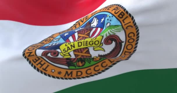 San Diego County Flagge Bundesstaat Kalifornien Vereinigte Staaten Von Amerika — Stockvideo