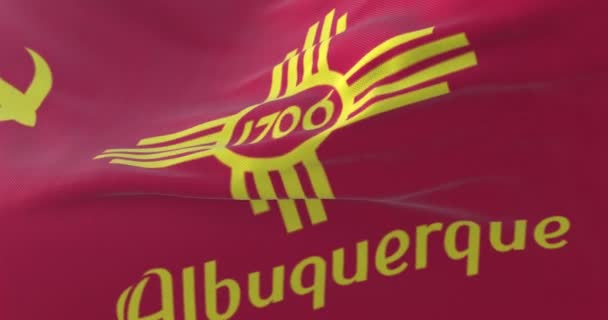 Vlag Van Albuquerque Stad Van Verenigde Staten Van Amerika Loop — Stockvideo