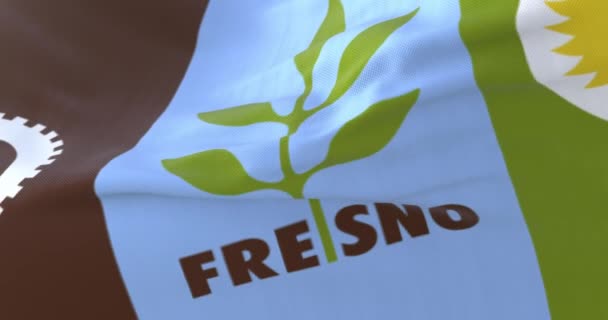 Vlag Van Fresno Stad Van Verenigde Staten Van Amerika Loop — Stockvideo