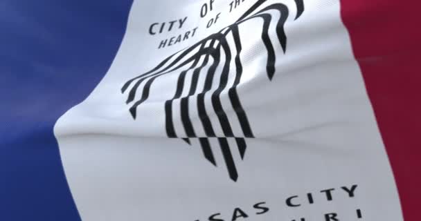 Σημαία Του Κάνσας Πόλη Των Ηνωμένων Πολιτειών Της Αμερικής Βρόχος — Αρχείο Βίντεο