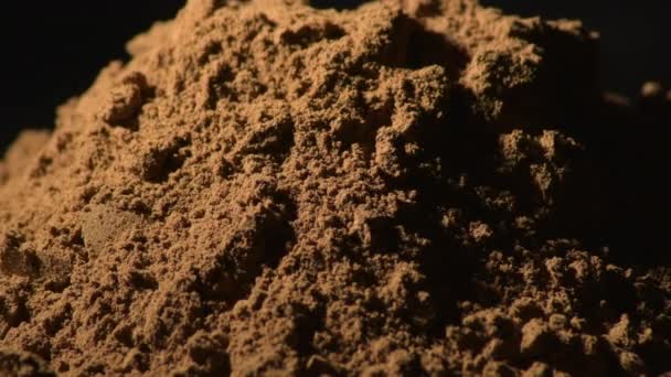 Poudre Cannelle Tournant Arrière Plan Noir Épice Alimentaire — Video