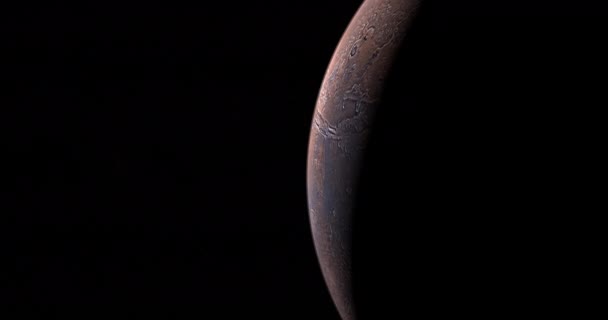 Planeta Marte Medio Iluminado Girando Espacio — Vídeos de Stock