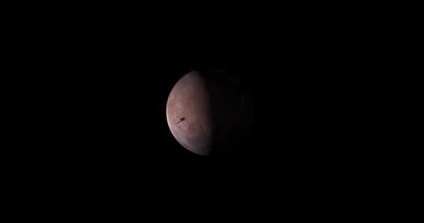 Rumslig Satellit Som Flyger Över Planeten Mars Yta — Stockvideo