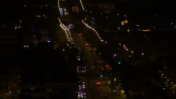 Avenue Une Ville Nuit Avec Trafic Voitures — Video