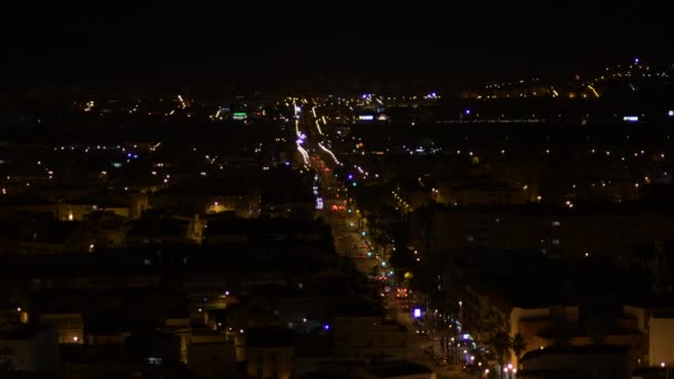 Der Autoverkehr Einer Allee Der Stadt Der Nacht — Stockvideo
