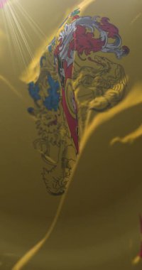 Macaristan 'ın Miskolc şehrinin bayrağı. Döngü. 4K Dikey