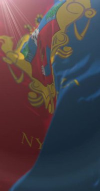 Macaristan 'ın Necregyhaza şehrinin bayrağı. Döngü. 4K Dikey