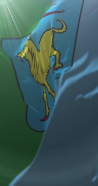 Hırvatistan 'ın Istria ilçesi bayrağı. Döngü. 4K Dikey