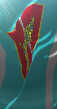 Hırvatistan 'ın Sibenik Knin ilçesinin bayrağı. Döngü. 4K Dikey