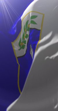 Hırvatistan 'ın Zadar İlçesi bayrağı. Döngü. 4K Dikey