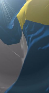 Bratislava Bölgesi Bayrağı, Slovakya. Döngü. 4K Dikey