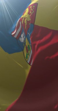 Slovakya 'nın Arma Armalı Kosice Bölgesi bayrağı. Döngü. 4K Dikey