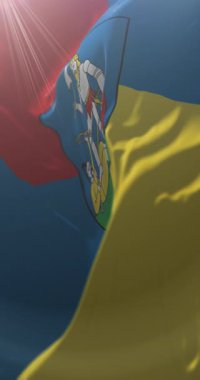 Slovakya 'nın Nitra Bölgesi armalı bayrağı. Döngü. 4K Dikey