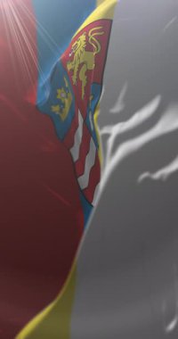 Slovakya 'nın Presov Bölgesi Armalı Bayrağı. Döngü. 4K Dikey