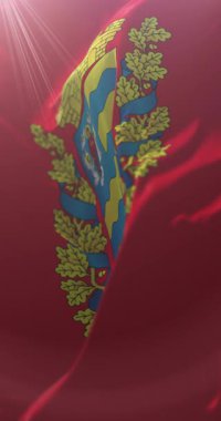 Beyaz Rusya, Minsk Bölgesi bayrağı. Döngü. 4K Dikey