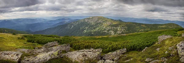 Güzel dağlar ve Karpatlar mavi gökyüzünde. Ukrayna.