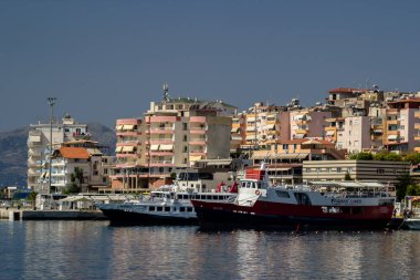 Arnavutluk. Saranda - 16 Temmuz 2018. Marina Saranda şehirdeki