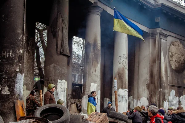 Киев Украина Февраля 2014 Года Центральная Улица Города После Штурма — стоковое фото