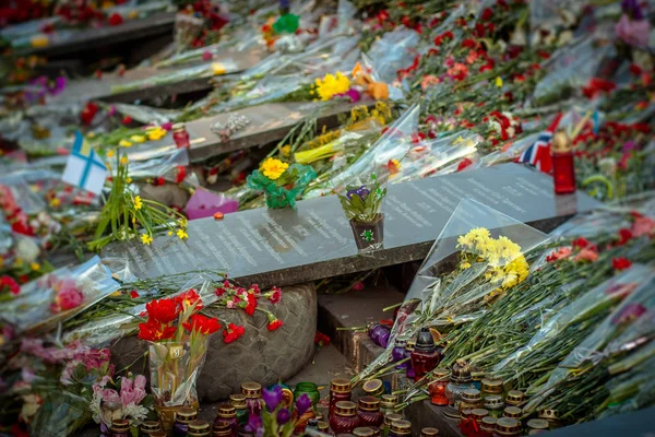 Kiev Ukraina Mars 2014 Blommor För Döda Människor Gatorna Konfrontationen — Stockfoto
