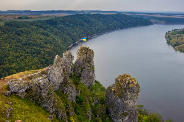 Scenic Panorama View Hill Reservoir Dniester River Ukraine — Stock Photo, Image