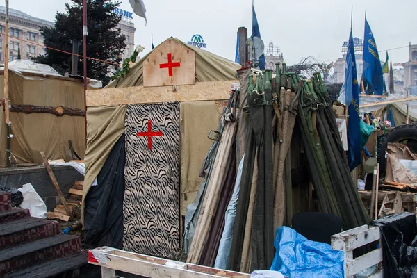 Kiev Ukrajna Február 2014 Központi Street Város Után Roham Barikádokon — Stock Fotó