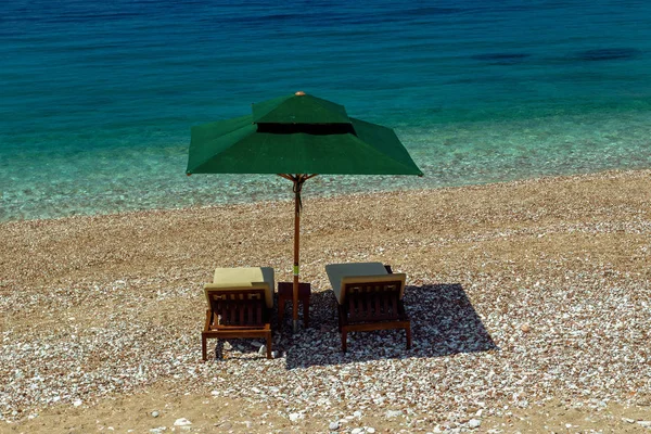 Parasol Beautiful Beach Adriatic Sea Montenegro — Stock Photo, Image