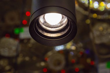 Arka planda LED ampuller. Enerji tasarrufu