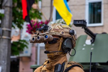 Khmelnitsky. Ukraine. May 23, 2019 Soldiers of the Ukrainian arm clipart