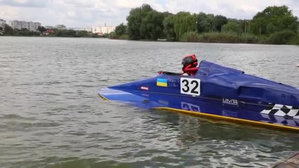 Ukraina Khmelnitsky Augusti 2019 European Open Motor Båt Mästerskap — Stockvideo