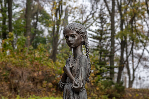 Kiev. Ukraine. October 27, 2019. Sculpture of a little girl "Mem