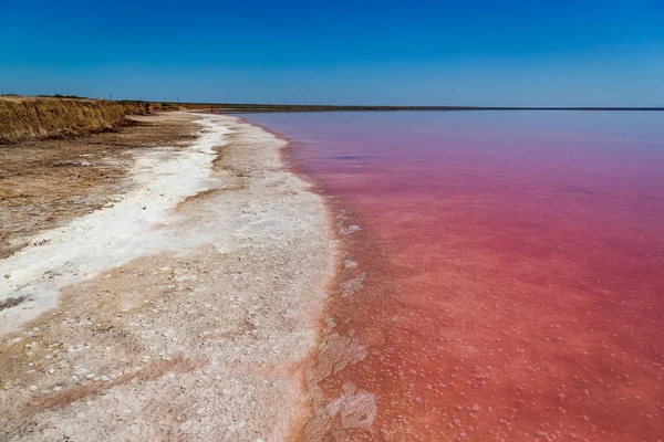 Tedavi için tuzlu suyu olan güzel pembe göller..
